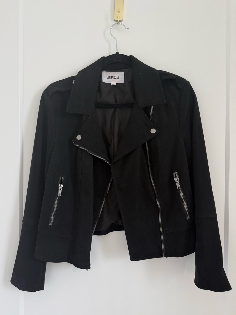 BB Dakota Women's Black Faux Suede Moto Jacket (Size M)